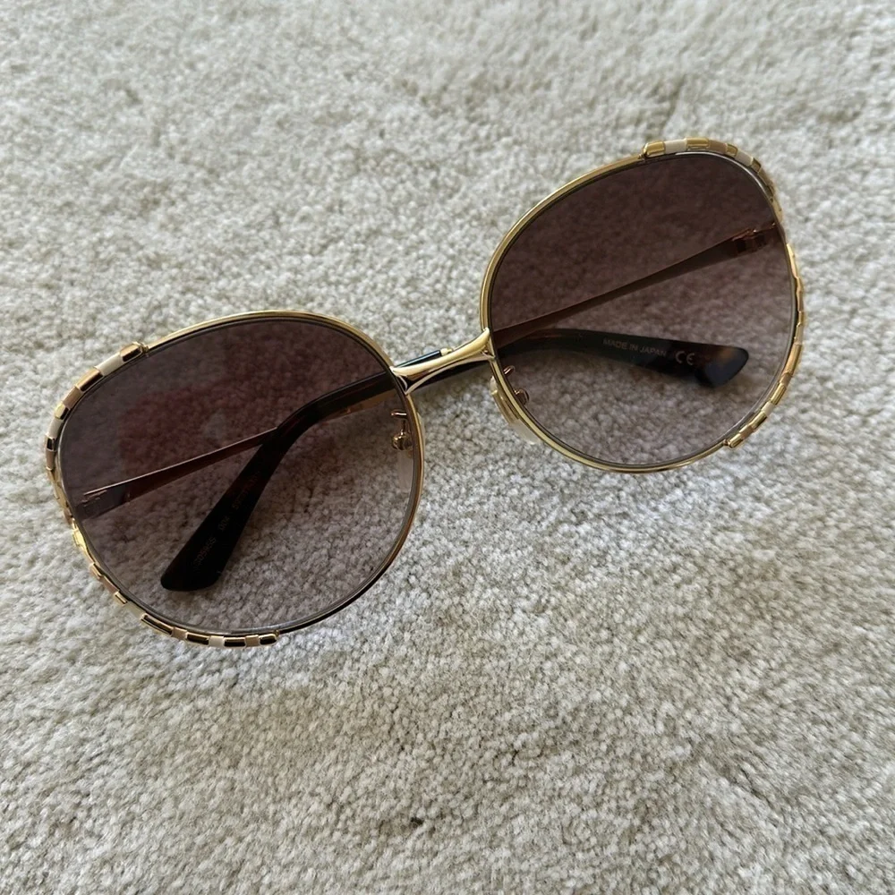 Gucci 59mm Round Sunglasses in Gold/Brown Gradient - Picture 5 of 11